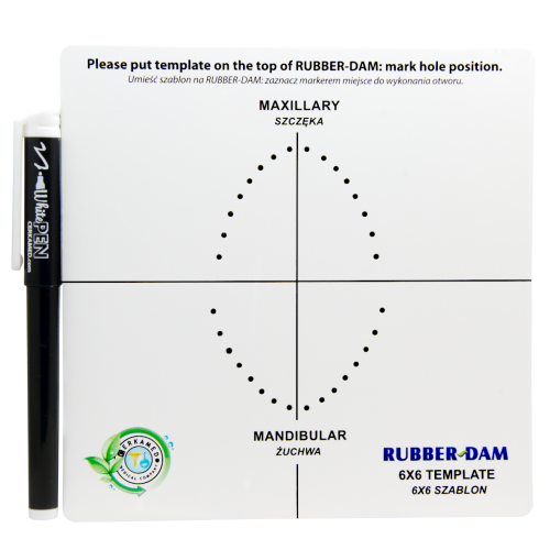 Szablon do koferdamu Rubber-Dam Template 6 x 6 + flamaster Cerkamed DentalTree Internetowy Sklep ...
