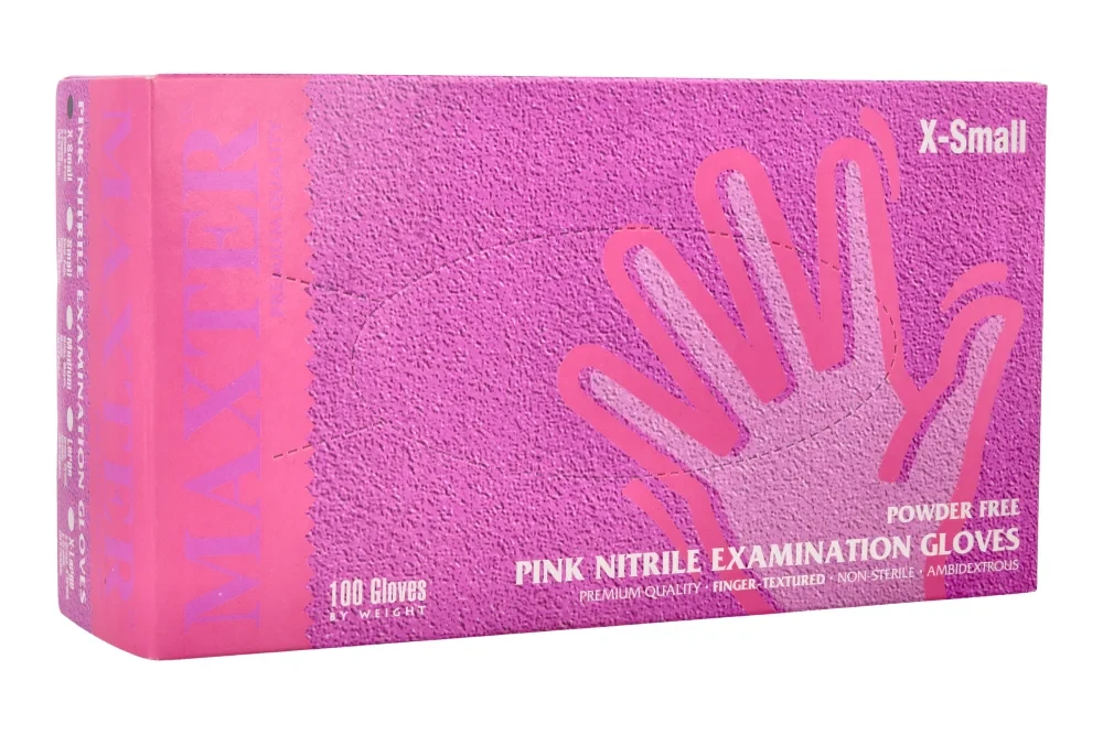 Rękawiczki nitrylowe MAXTER 100 szt. XS - Różowy - 47727_1%poziom.webp
