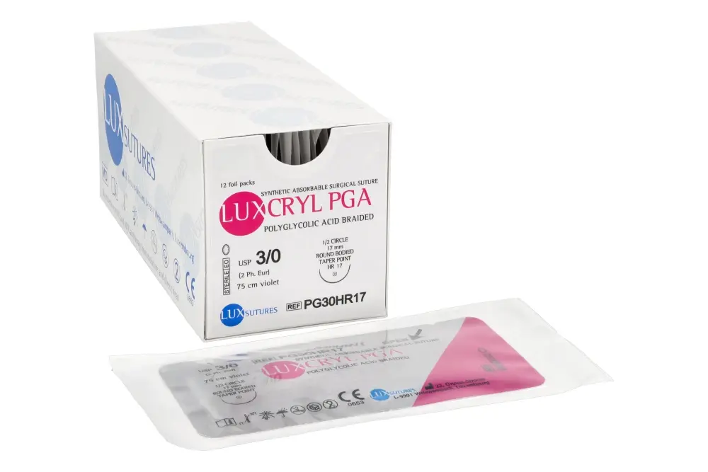 Nici wchłanialne LUXCRYL PGA 12 szt. LUXsutures3,0 HR17.webp