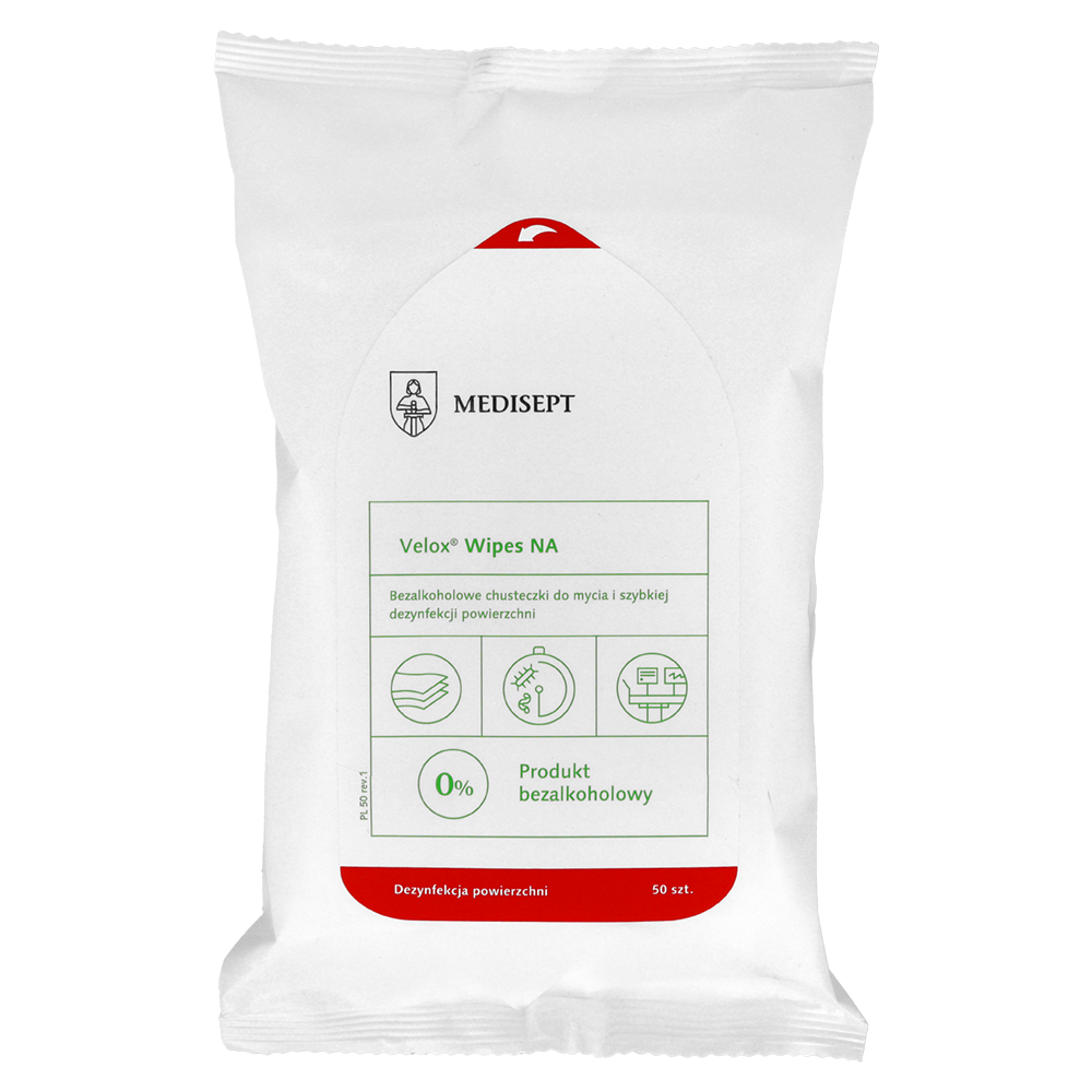 Chusteczki bezalkoholowe Velox Wipes NA flow pack 50 szt. Medisept.webp