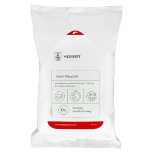 PROMOCJA Chusteczki bezalkoholowe Velox Wipes NA  flow pack 50 szt. Medisept do 31.08.2026