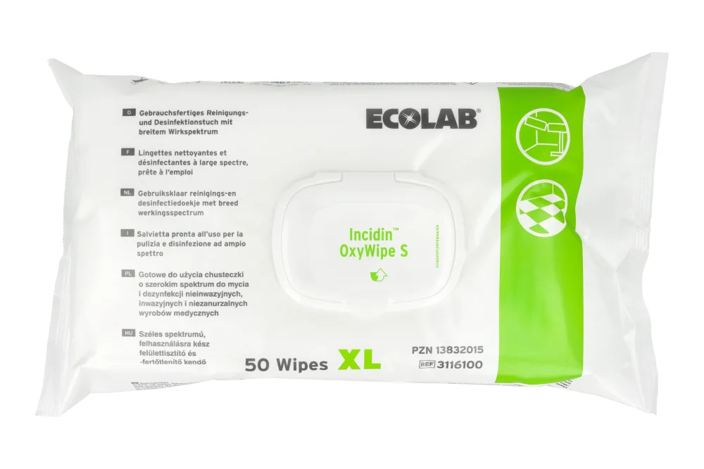 Chusteczki bezalkoholowe Incidin OxyWipe S flow pack 50 szt. XL Ecolab.webp