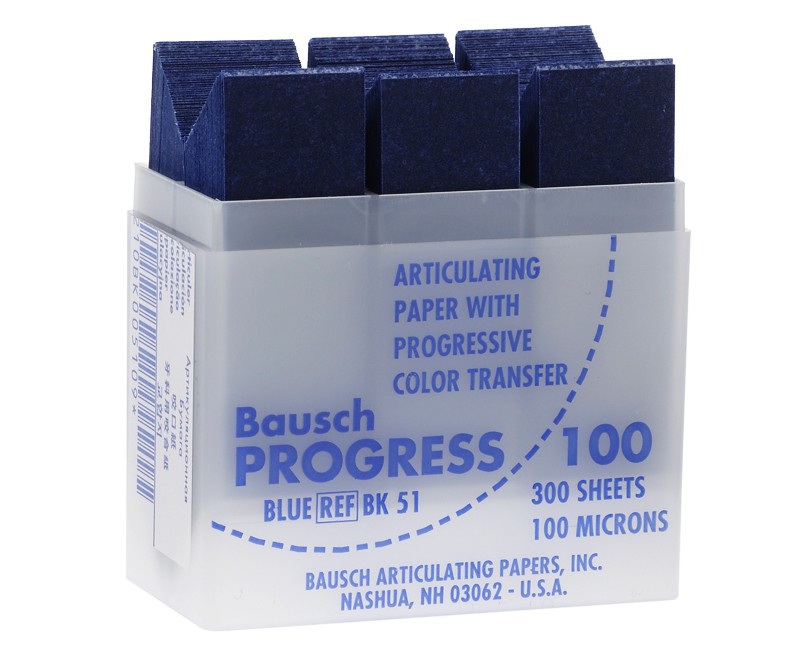 Kalka artykulacyjna 100µ niebieska Bausch BK 51.jpg